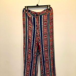 Flowy pants, size Large, like new, multi-colored